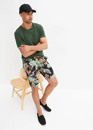 Bonprix Trendige Strand-Bermuda Mit Angesagtem Allover-Motiv - Schwarz