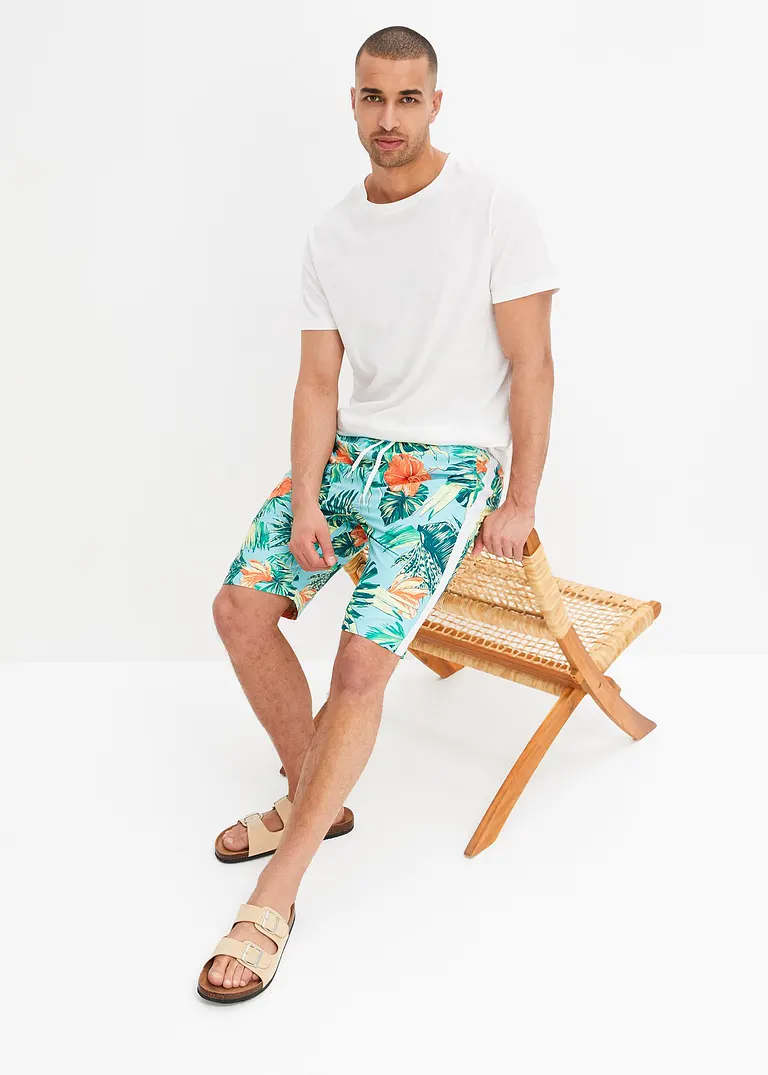 Bonprix Trendige Strandbermuda Mit Allover-Druck - Blau
