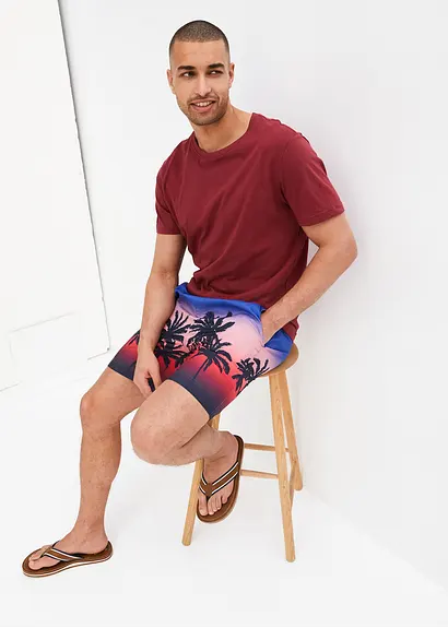 Bonprix Trendige Strandshorts Mit Sommerlichem Druckmotiv - Blau - Herren