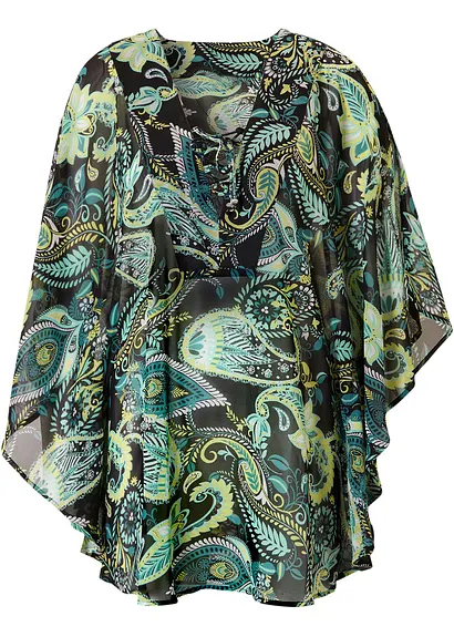 bonprix Trendige transparente Tunika mit Schnürung am Ausschnitt - Damen