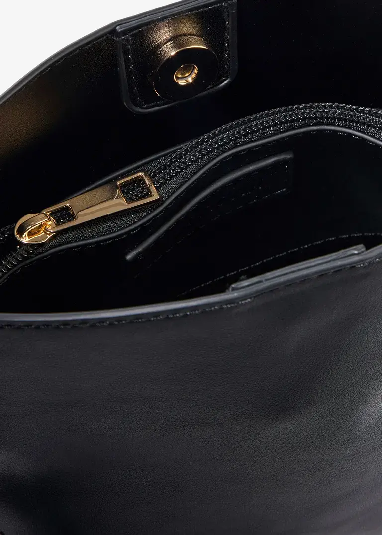 Bonprix Trendige Umhängetasche In Lederoptik - Schwarz - Damen