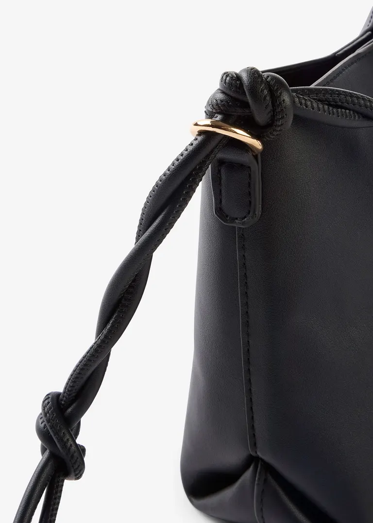 Bonprix Trendige Umhängetasche In Lederoptik - Schwarz - Damen