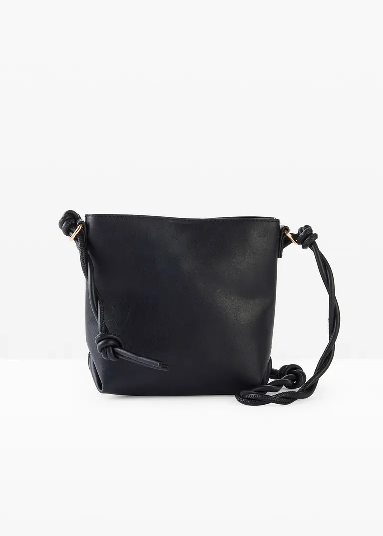 bonprix Trendige Umhängetasche in Lederoptik - schwarz - Damen