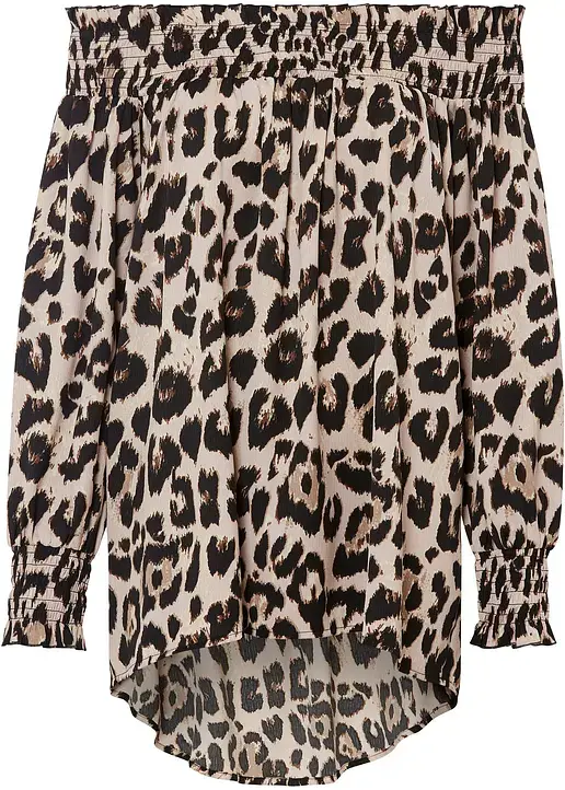 bonprix trendige Vokuhila-Bluse mit Rüschen - beige - Damen