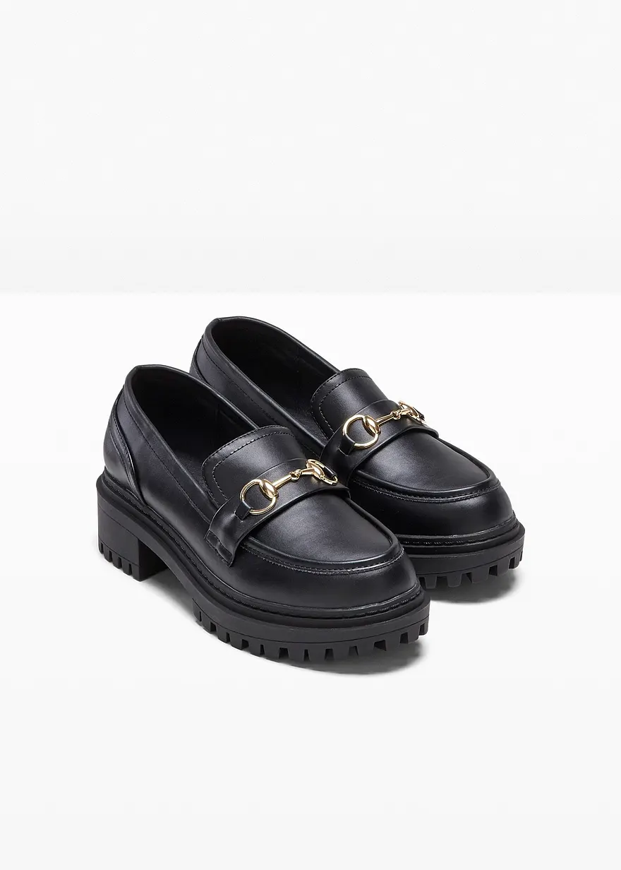 Bonprix Trendiger Chunky Loafer Mit Dekorativer Schnalle - Schwarz