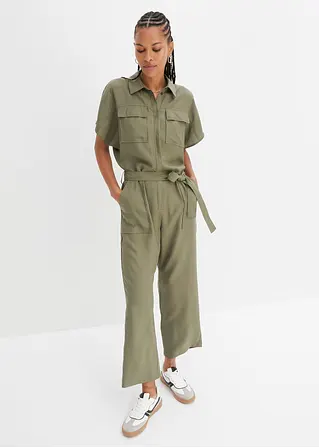 Bonprix Trendiger Jumpsuit Aus Fließendem Lyocell Mit Gürtel - Grün