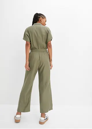 Bonprix Trendiger Jumpsuit Aus Fließendem Lyocell Mit Gürtel - Grün