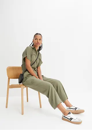 Bonprix Trendiger Jumpsuit Aus Fließendem Lyocell Mit Gürtel - Grün