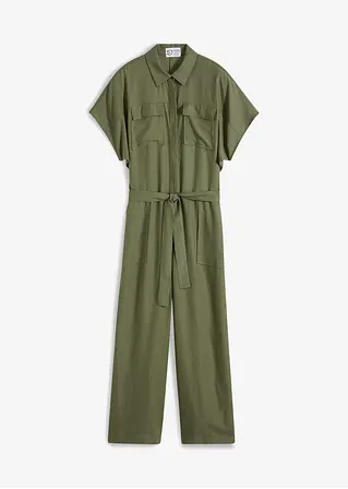 bonprix Trendiger Jumpsuit aus fließendem Lyocell mit Gürtel - grün