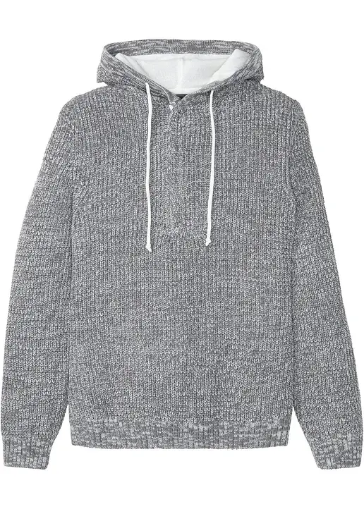 bonprix Trendiger Pullover mit größerem Ausschnitt und Kapuze. - grau