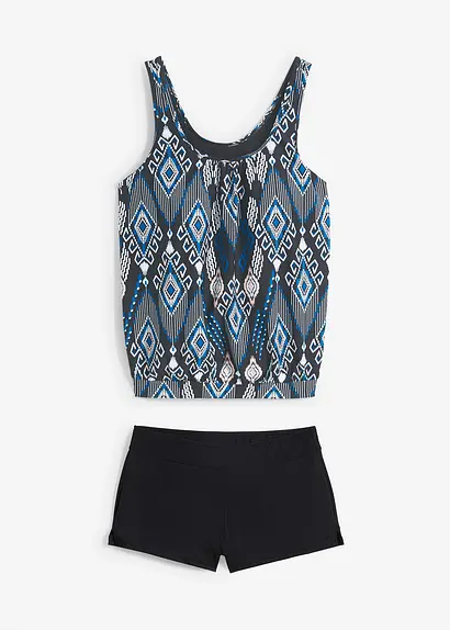 bonprix Trendiger Tankini mit bedeckender Bikinihose - schwarz bedruckt