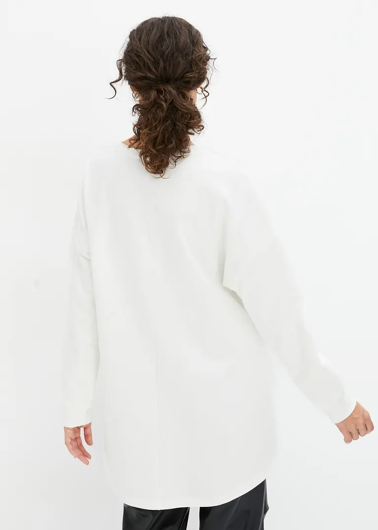 Bonprix Trendiges Oversize-Sweatshirt Mit Abgerundetem Saum - Weiß