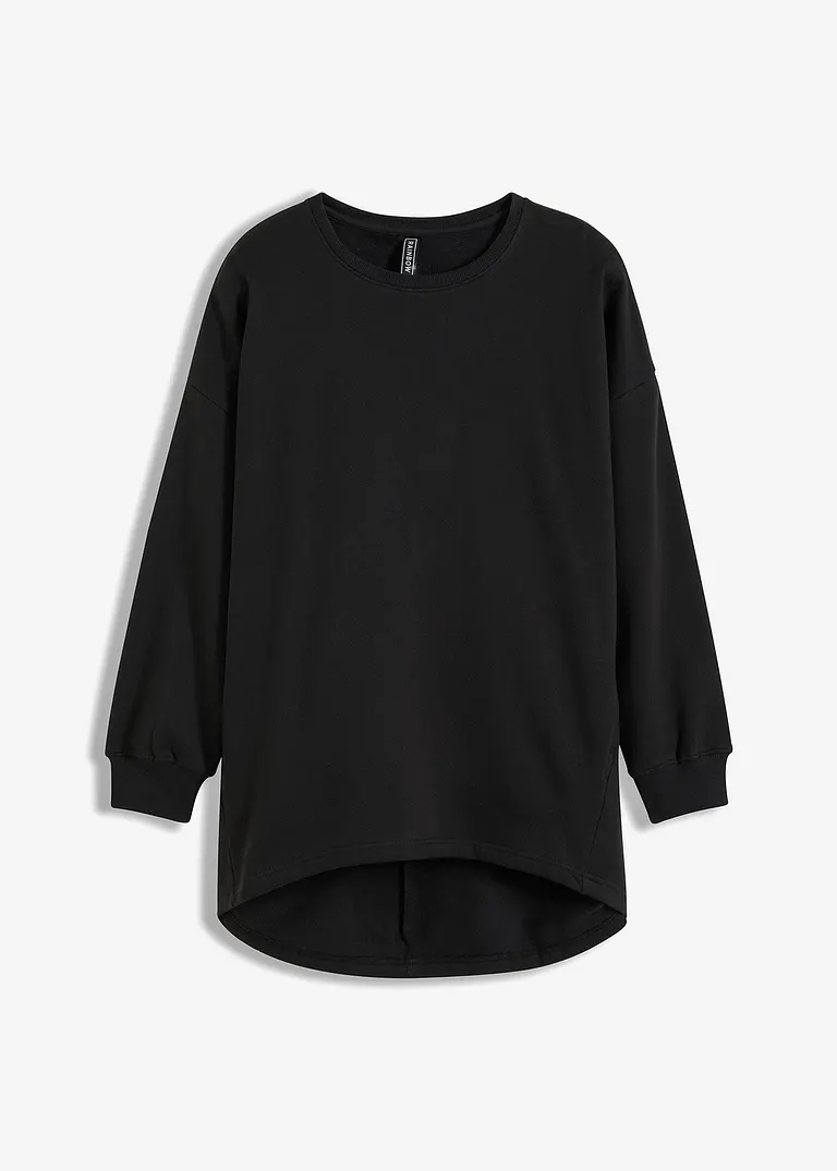 bonprix trendiges Oversize-Sweatshirt mit abgerundetem Saum - schwarz