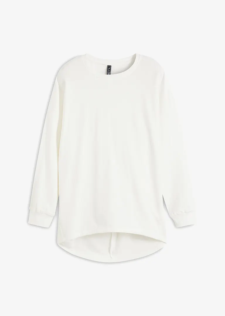 bonprix trendiges Oversize-Sweatshirt mit abgerundetem Saum - weiß