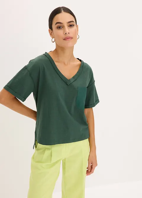 Bonprix Trendiges Oversized T-Shirt Mit V-Ausschnitt Und Aufgesetzter Tasche