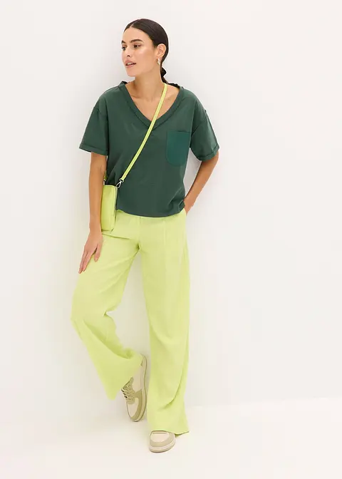 Bonprix Trendiges Oversized T-Shirt Mit V-Ausschnitt Und Aufgesetzter Tasche