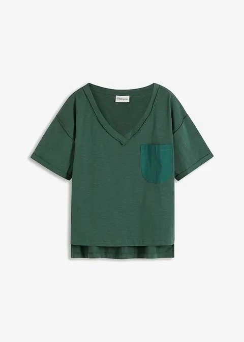 bonprix Trendiges Oversized T-Shirt mit V-Ausschnitt und aufgesetzter Tasche