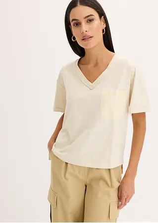 Bonprix Trendiges Oversized T-Shirt Mit V-Ausschnitt Und Aufgesetzter Tasche
