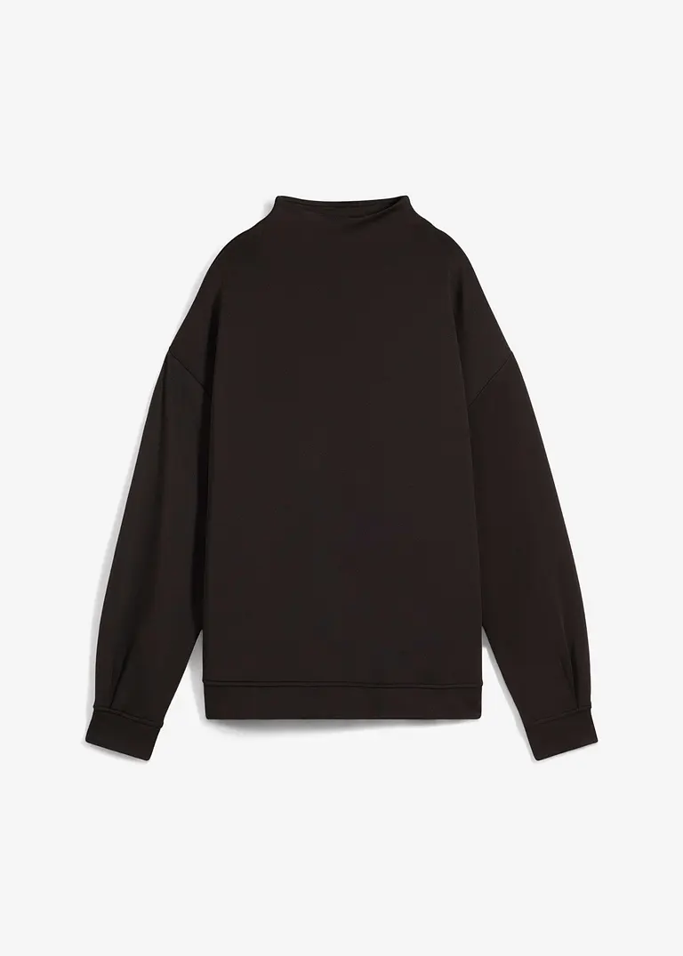 bonprix Trendiges Scuba-Shirt Langarm - schwarz - Damen