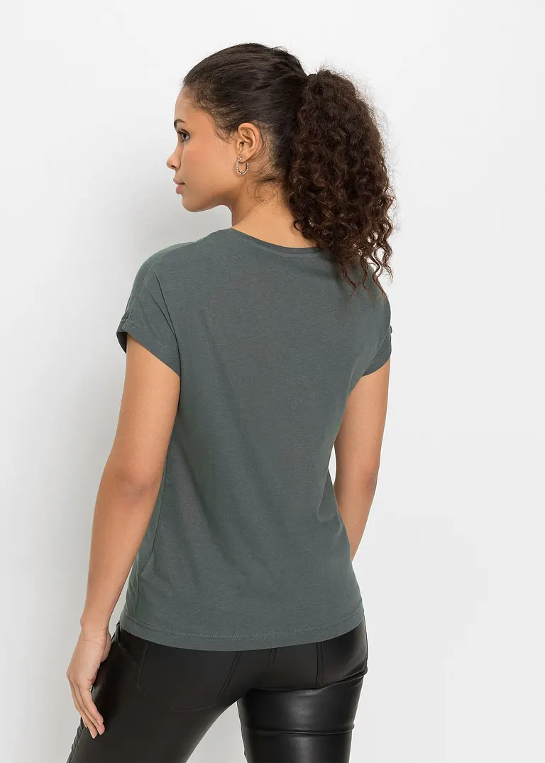 Bonprix Trendiges Shirt Mit Paillettenverzierung - Grün - Damen