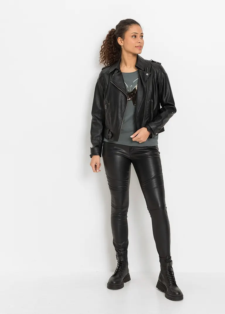 Bonprix Trendiges Shirt Mit Paillettenverzierung - Grün - Damen