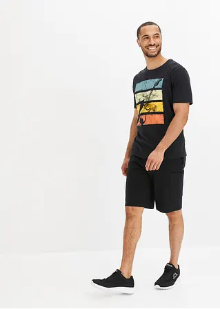 Bonprix Trendiges T-Shirt Mit Modernem Gitarren-Motiv Vorne - Schwarz