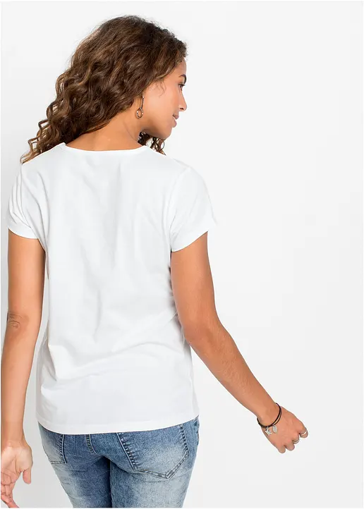 Bonprix Trendstarkes T-Shirt Mit Coolem Druck - Weiß - Damen