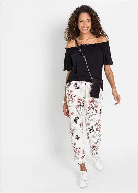 Bonprix Trendy 7/8-Hose Mit Allover-Druck - Weiß - Damen