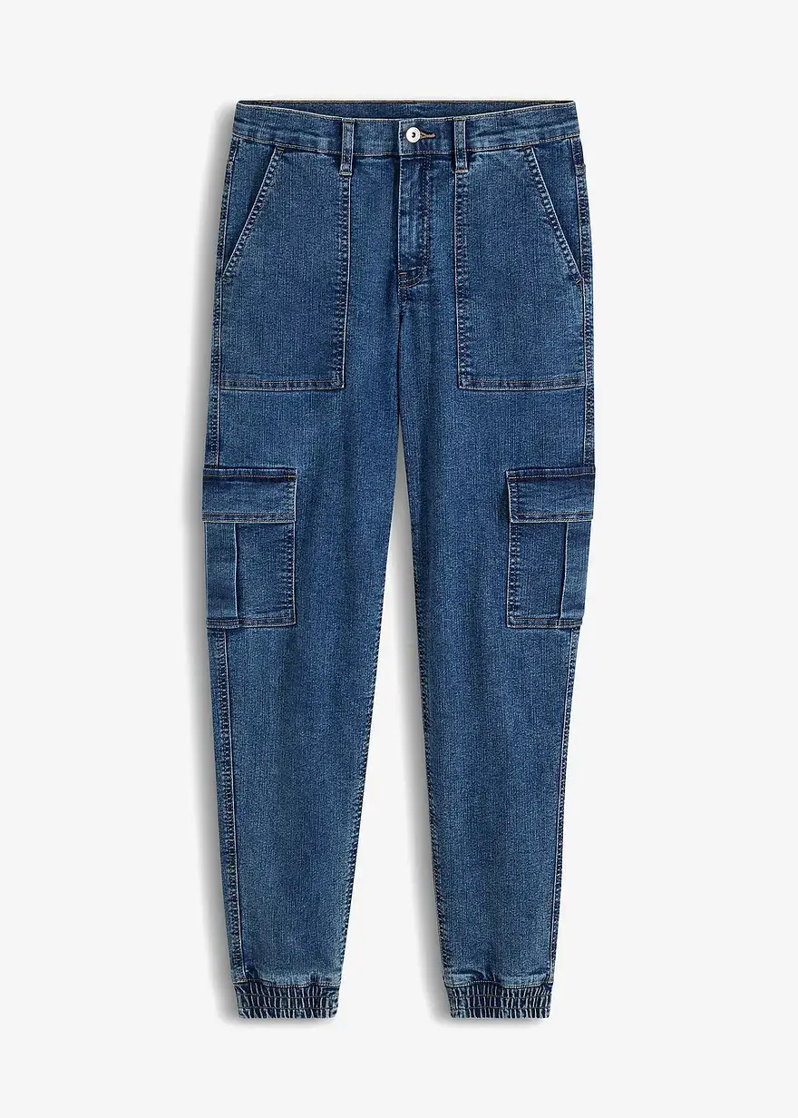 bonprix Trendy Cargo-Jeans mit aufgesetzten Taschen - blau regular