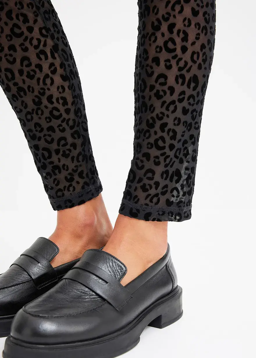 Bonprix Trendy Leggings Mit Samt In Ausbrenneroptik - Schwarz