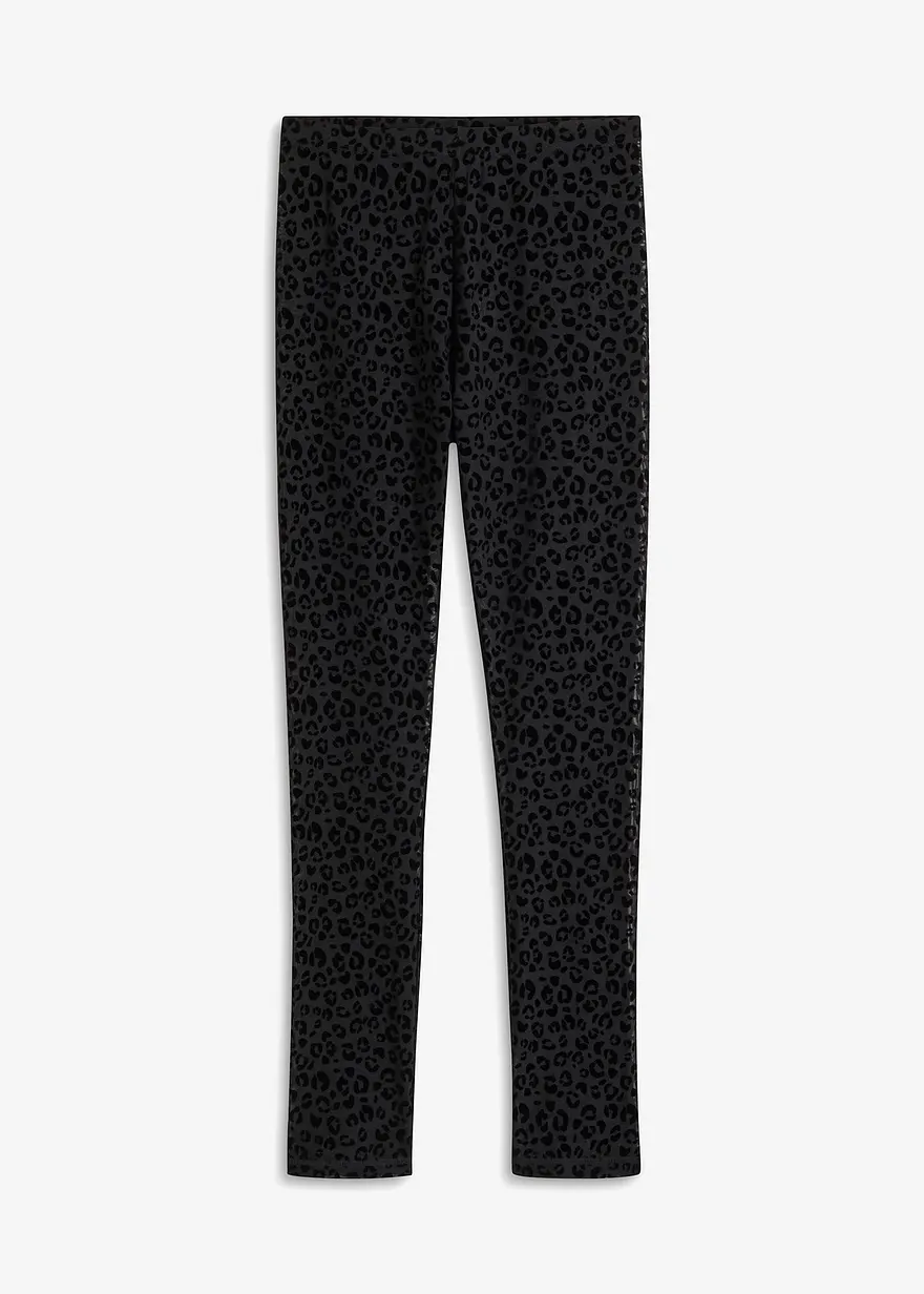 bonprix Trendy Leggings mit Samt in Ausbrenneroptik - schwarz