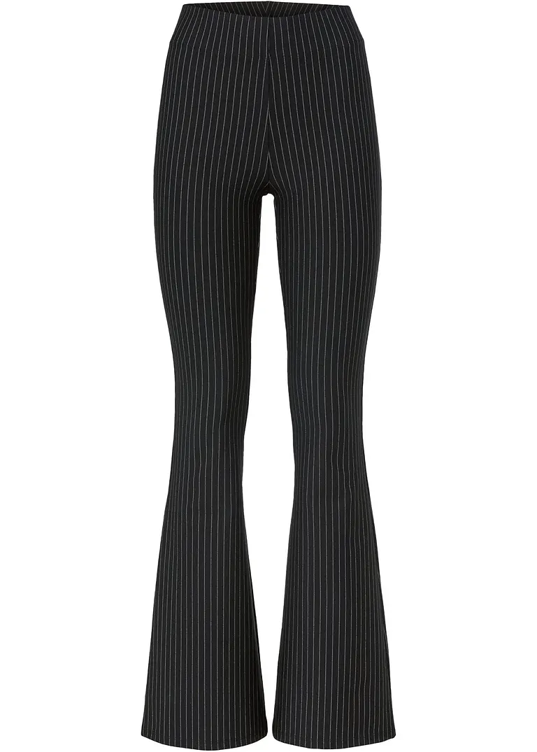 bonprix Trendy Schlaghose High Waist mit Nadelstreifen - schwarz - Damen