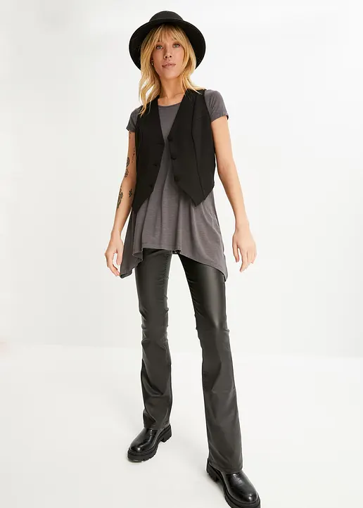 Bonprix Trendy Shirt In Asymmetrischer Länge Mit Kurzen Ärmeln - Grau
