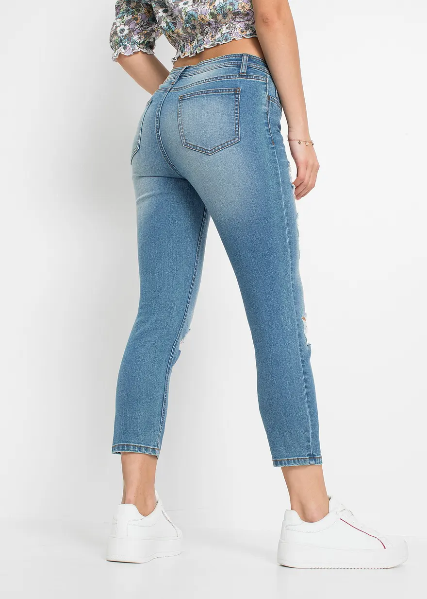 Bonprix Trendy Skinny-Jeans Mit Sichtbarer Knopfleiste - Blau