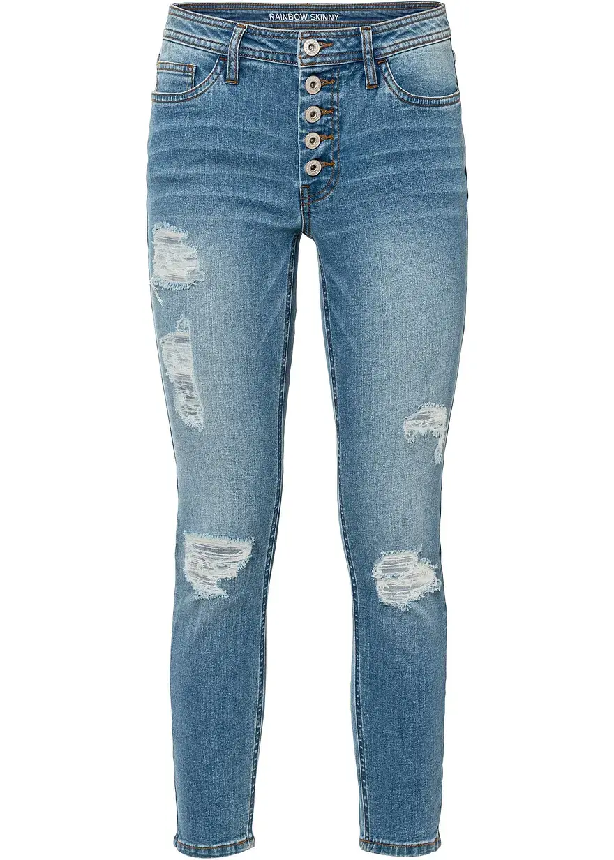 bonprix Trendy Skinny-Jeans mit sichtbarer Knopfleiste - blau