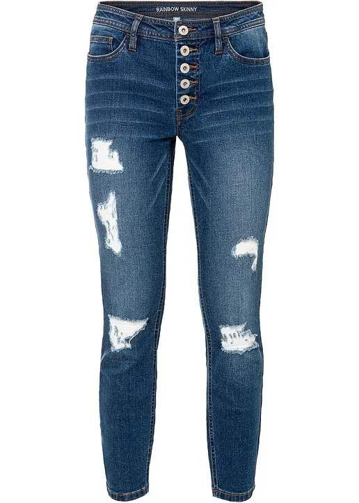 bonprix Trendy Skinny-Jeans mit sichtbarer Knopfleiste - blau