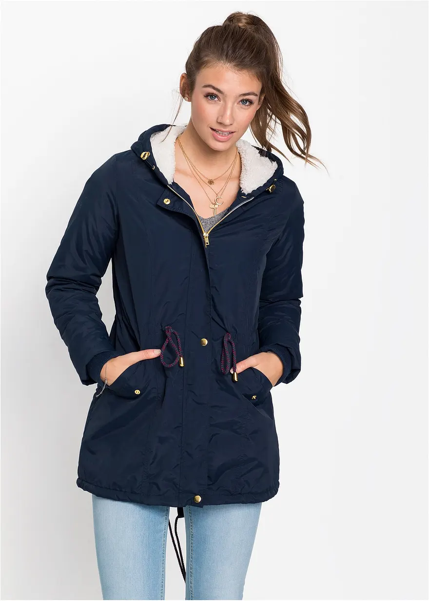 Bonprix Trendy Übergangsjacke Mit Vielen Details - Blau - Damen