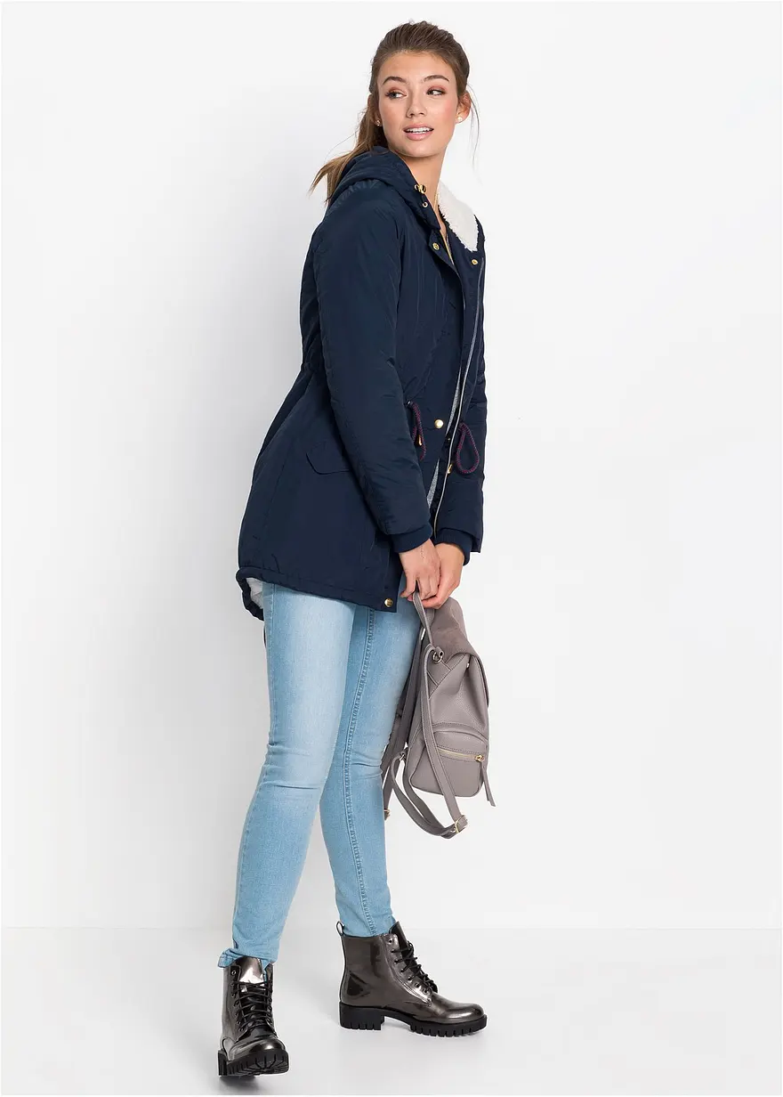 Bonprix Trendy Übergangsjacke Mit Vielen Details - Blau - Damen