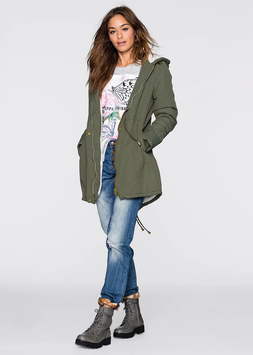 Bonprix Trendy Übergangsjacke Mit Vielen Details - Grün - Damen
