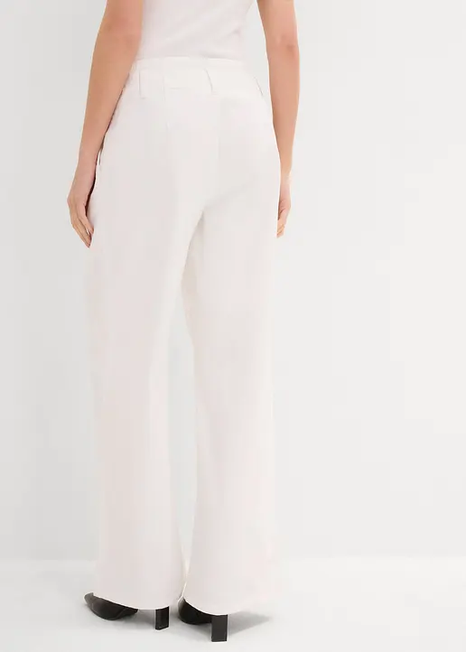 Bonprix Trendy Wide Leg Jeans Low Waist Mit Falten-Details