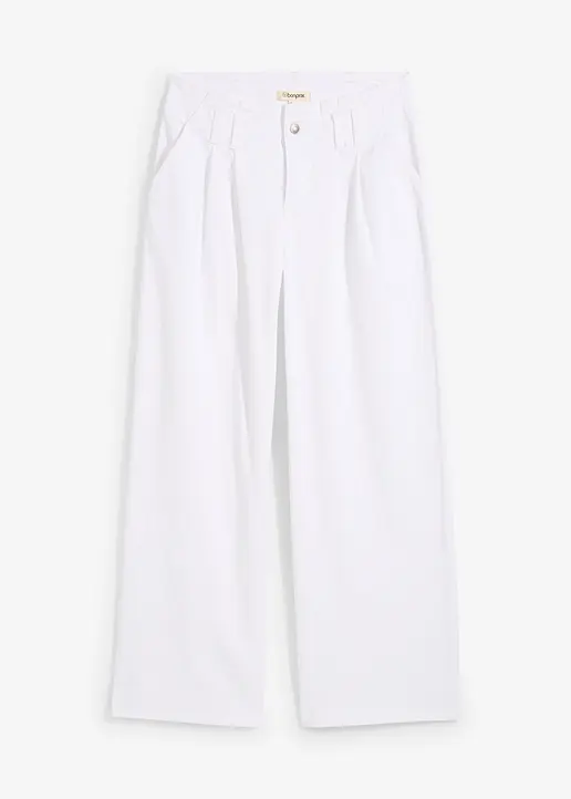 bonprix Trendy Wide Leg Jeans Low Waist mit Falten-Details