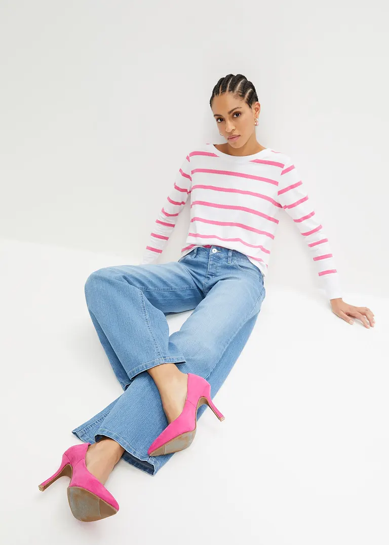 Bonprix Trendy Wide Leg Jeans Mit Niedriger Leibhöhe - Blau Regular