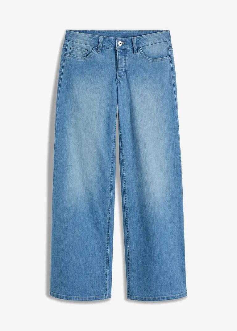 bonprix Trendy Wide Leg Jeans mit niedriger Leibhöhe - blau regular