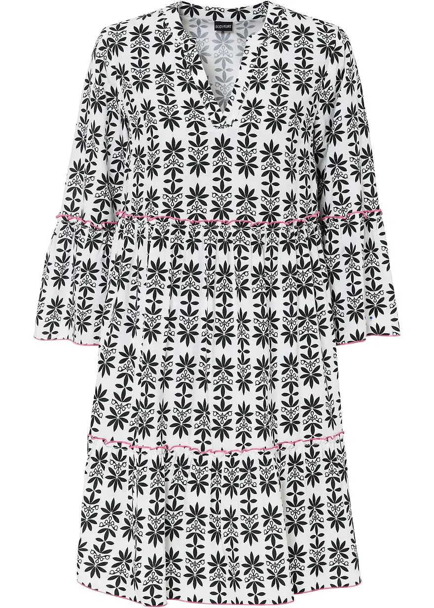 bonprix Tunika-Kleid mit Kontrastnähten - weiß regular - Damen