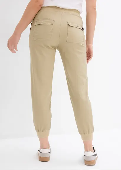 Bonprix Twillhose Mit Bequembund Und Aufgesetzten Taschen Hinten - Grün