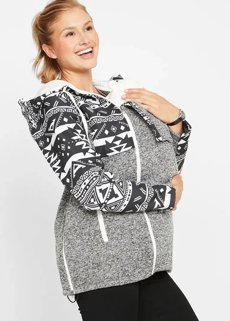 Bonprix Umstands-Fleecejacke Mit Graphischem Print Und Baby-Einsatz. Der Baby-Einsatz Dient Nur Zum Schutz Des Kindes Bei Wind Und Wetter Nicht Als Tragefunktion