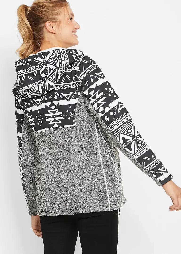 Bonprix Umstands-Fleecejacke Mit Graphischem Print Und Baby-Einsatz. Der Baby-Einsatz Dient Nur Zum Schutz Des Kindes Bei Wind Und Wetter Nicht Als Tragefunktion