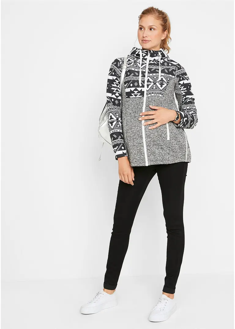 Bonprix Umstands-Fleecejacke Mit Graphischem Print Und Baby-Einsatz. Der Baby-Einsatz Dient Nur Zum Schutz Des Kindes Bei Wind Und Wetter Nicht Als Tragefunktion