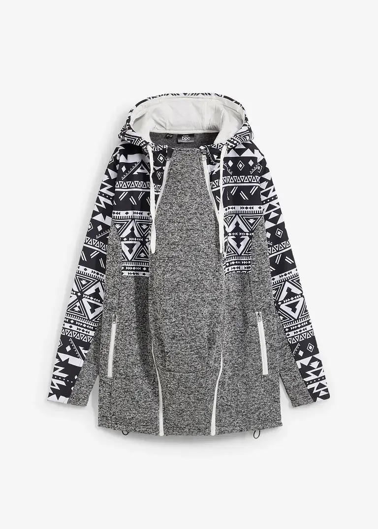 bonprix Umstands-Fleecejacke mit graphischem Print und Baby-Einsatz. Der Baby-Einsatz dient nur zum Schutz des Kindes bei Wind und Wetter nicht als Tragefunktion