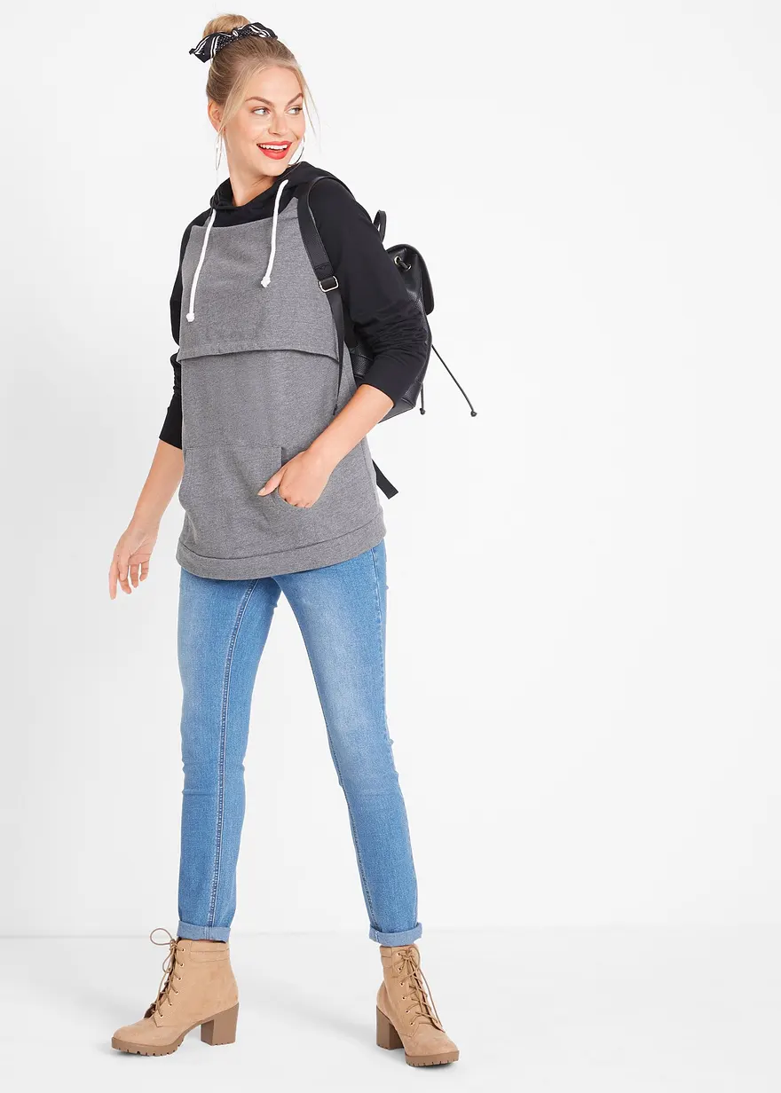 Bonprix Umstandshoodie Mit Stillfunktion - Schwarz - Damen